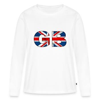 GB Union Jack - T-shirt manches longues Premium bio Femme - blanc - Devant - Julia (174cm)