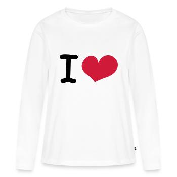 i love - Women's Premium Organic Long Sleeve Shirt - white - Front - Julia (174cm)