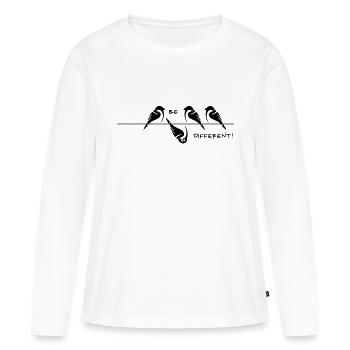 moineau "être différent" - T-shirt manches longues Premium bio Femme - blanc - Devant - Julia (174cm)