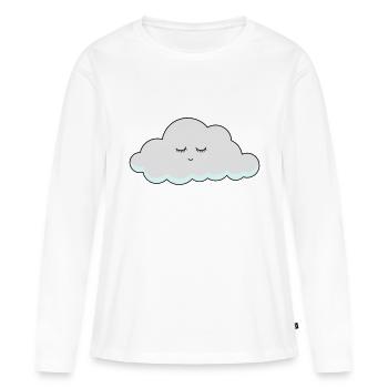 Schlaf Wolke mit Wimpern - Frauen Premium Bio Langarmshirt - Weiß - Vorne - Julia (174cm)