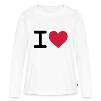 I love - T-shirt manches longues Premium bio Femme - blanc - Devant - Julia (174cm)