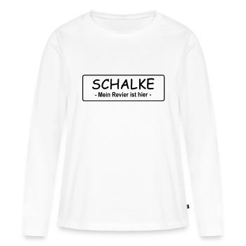 Schalke - Mon quartier est ici - T-shirt manches longues Premium bio Femme - blanc - Devant - Julia (174cm)