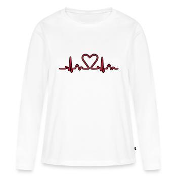 Lignes de impulsion d'électrocardiogramme de coeur - T-shirt manches longues Premium bio Femme - blanc - Devant - Julia (174cm)