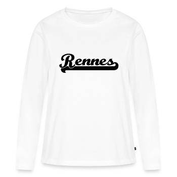 rennes schrift - Frauen Premium Bio Langarmshirt - Weiß - Vorne - Julia (174cm)