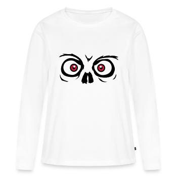 blick horror halloween gruselig boese gesicht kopf - Frauen Premium Bio Langarmshirt - Weiß - Vorne - Julia (174cm)