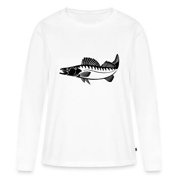 Zander (sandre) - T-shirt manches longues Premium bio Femme - blanc - Devant - Julia (174cm)
