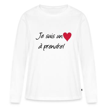 Coeur à prendre ! - T-shirt manches longues Premium bio Femme - blanc - Devant - Julia (174cm)