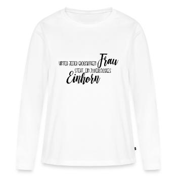 Derrière chaque femme formidable - T-shirt manches longues Premium bio Femme - blanc - Devant - Julia (174cm)