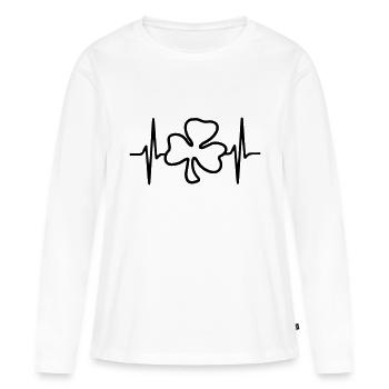 Trèfle trèfle Cloverleaf Saint-Patrick - T-shirt manches longues Premium bio Femme - blanc - Devant - Julia (174cm)