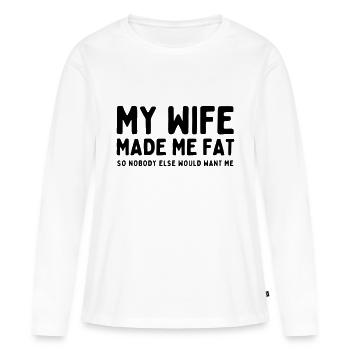 Ma femme m’a fait grossir - T-shirt manches longues Premium bio Femme - blanc - Devant - Julia (174cm)