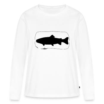 Truite avec leurre souple - T-shirt manches longues Premium bio Femme - blanc - Devant - Julia (174cm)