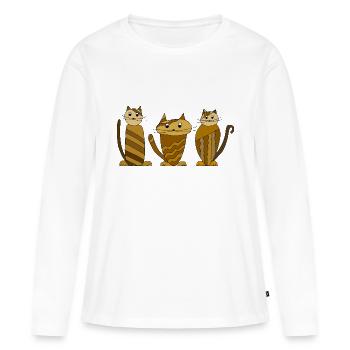 Katzen - Frauen Premium Bio Langarmshirt - Weiß - Vorne - Julia (174cm)
