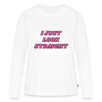 J’ai juste l’air hétéro, drôle, gay - T-shirt manches longues Premium bio Femme - blanc - Devant - Julia (174cm)