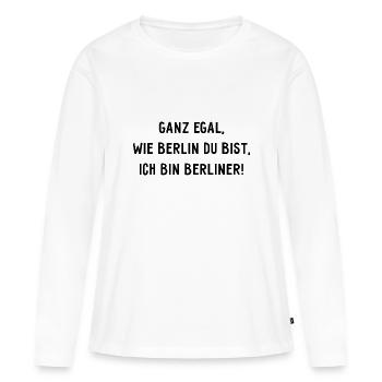 Peu importe à quel point vous êtes Berlinois, je suis un Berlinois ! - T-shirt manches longues Premium bio Femme - blanc - Devant - Julia (174cm)