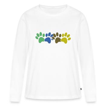 Hundepfoten - Frauen Premium Bio Langarmshirt - Weiß - Vorne - Julia (174cm)