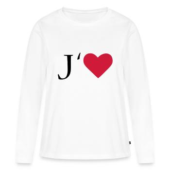 I love - T-shirt manches longues Premium bio Femme - blanc - Devant - Julia (174cm)