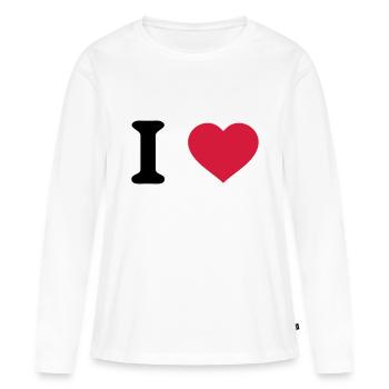 i love Herz - Frauen Premium Bio Langarmshirt - Weiß - Vorne - Julia (174cm)