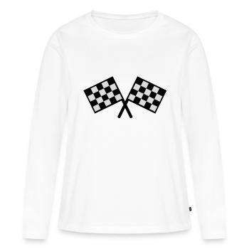 drapeaux - course automobile - T-shirt manches longues Premium bio Femme - blanc - Devant - Julia (174cm)