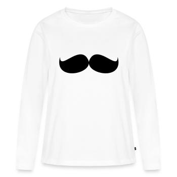 Moustache / moustache - T-shirt manches longues Premium bio Femme - blanc - Devant - Julia (174cm)