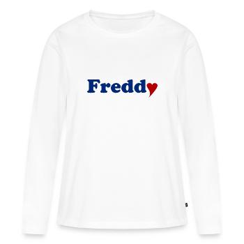 Freddy mit Herz - Frauen Premium Bio Langarmshirt - Weiß - Vorne - Julia (174cm)