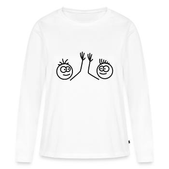 Bros - T-shirt manches longues Premium bio Femme - blanc - Devant - Julia (174cm)