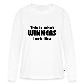 This is what winners look like - Frauen Premium Bio Langarmshirt - Weiß - Vorne - Julia (174cm)