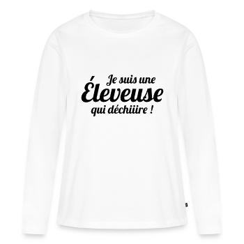 Eleveur / Eleveuse / Animal / éleveur / Chien - T-shirt manches longues Premium bio Femme - blanc - Devant - Julia (174cm)