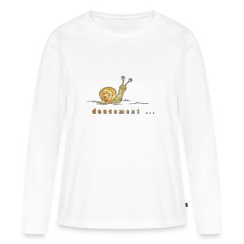 doucement, Schnecke, langsam - Frauen Premium Bio Langarmshirt - Weiß - Vorne - Julia (174cm)