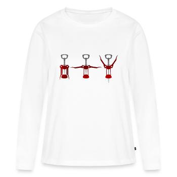 tire bouchon ensemble alcool humour - T-shirt manches longues Premium bio Femme - blanc - Devant - Julia (174cm)