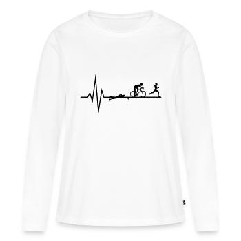 Triathlon Heartbeat - T-shirt manches longues Premium bio Femme - blanc - Devant - Julia (174cm)