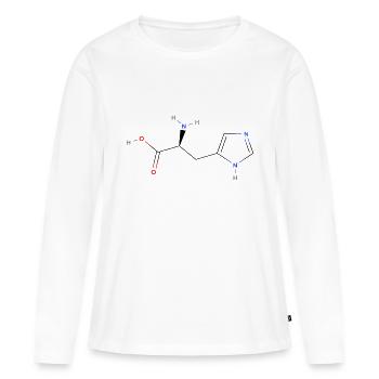 Histidin Molekül - Farbige Strukturformel - Frauen Premium Bio Langarmshirt - Weiß - Vorne - Julia (174cm)