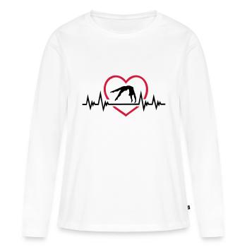 Gymnase rythme cardiaque cardiaque avec cardio, gymnastique ECG - T-shirt manches longues Premium bio Femme - blanc - Devant - Julia (174cm)