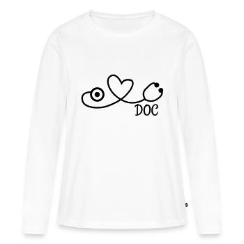 doc docteur médecin - T-shirt manches longues Premium bio Femme - blanc - Devant - Julia (174cm)
