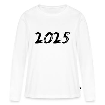 2025 Jahreszahl Datum Zahl Anno Kalenderjahr - Frauen Premium Bio Langarmshirt - Weiß - Vorne - Julia (174cm)