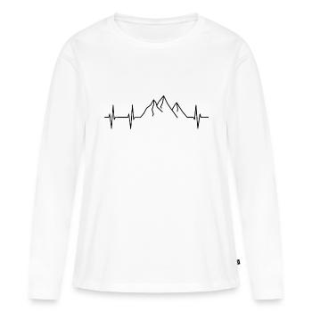 Montagnes Heartbeat - T-shirt manches longues Premium bio Femme - blanc - Devant - Julia (174cm)