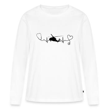 Hélicoptère Heartbeat Hélicoptère - T-shirt manches longues Premium bio Femme - blanc - Devant - Julia (174cm)