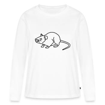 Maus - Frauen Premium Bio Langarmshirt - Weiß - Vorne - Julia (174cm)