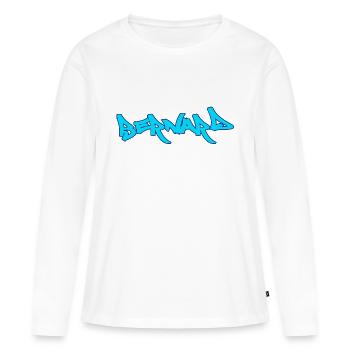 Bernard graffiti texte turquoise - T-shirt manches longues Premium bio Femme - blanc - Devant - Julia (174cm)