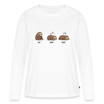 Paresseux Manger Dormir Dormir - T-shirt manches longues Premium bio Femme - blanc - Devant - Julia (174cm)