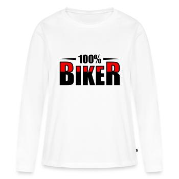 Motard Motard - T-shirt manches longues Premium bio Femme - blanc - Devant - Julia (174cm)