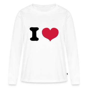 i love - T-shirt manches longues Premium bio Femme - blanc - Devant - Julia (174cm)
