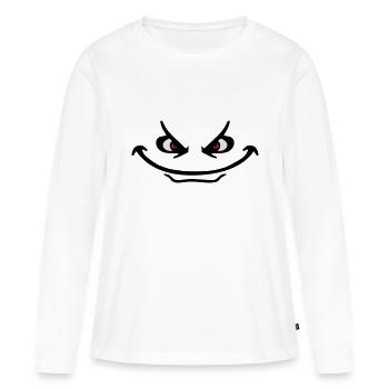 Evil Peep Cartoon Face Cool Monster Grin - T-shirt manches longues Premium bio Femme - blanc - Devant - Julia (174cm)