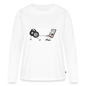 handy mit kopfhörer - Frauen Premium Bio Langarmshirt - Weiß - Vorne - Julia (174cm)