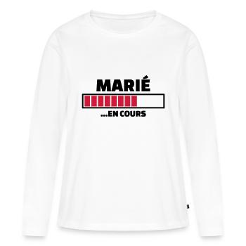 marié en cours - T-shirt manches longues Premium bio Femme - blanc - Devant - Julia (174cm)