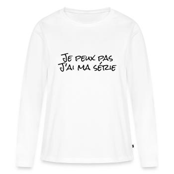 Je peux pas,j'ai ma série - T-shirt manches longues Premium bio Femme - blanc - Devant - Julia (174cm)