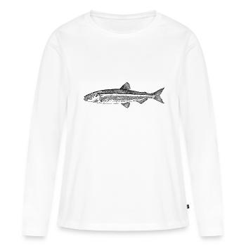 pêcheurs de truites - T-shirt manches longues Premium bio Femme - blanc - Devant - Julia (174cm)