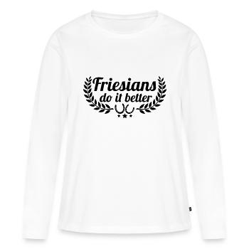 Friesians - Friesen - Frauen Premium Bio Langarmshirt - Weiß - Vorne - Julia (174cm)
