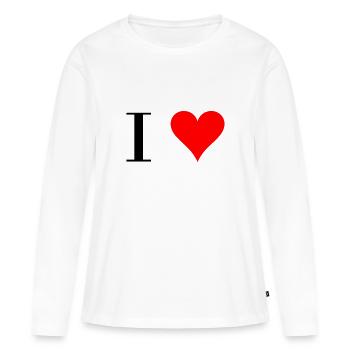 I Heart - T-shirt manches longues Premium bio Femme - blanc - Devant - Julia (174cm)