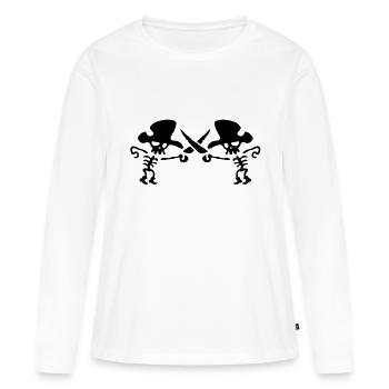 Pirate avec sabres croisés / Pirates avec - T-shirt manches longues Premium bio Femme - blanc - Devant - Julia (174cm)