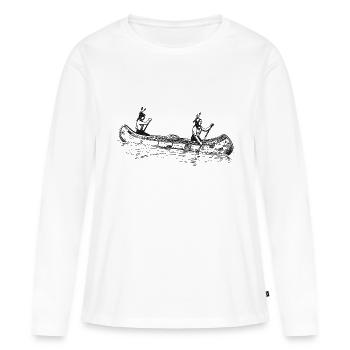 Indianer-im-Kanu-einzel-0 - Frauen Premium Bio Langarmshirt - Weiß - Vorne - Julia (174cm)